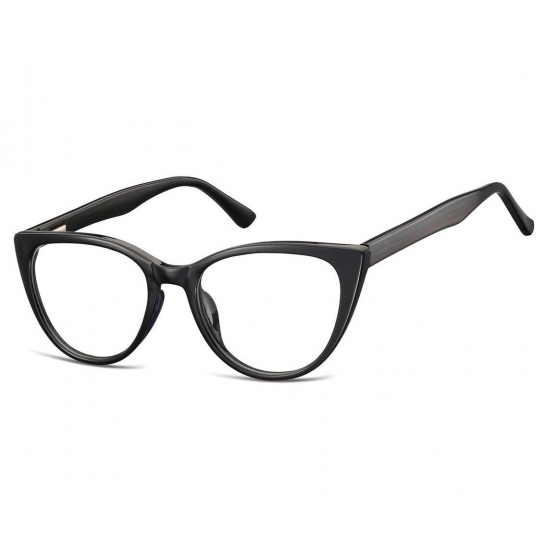 Okulary oprawki optyczne zerówki korekcyjne kocie oczy Sunoptic CP113 czarne